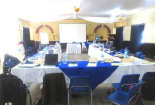 La grande salle en configuration « Séminaire en U »