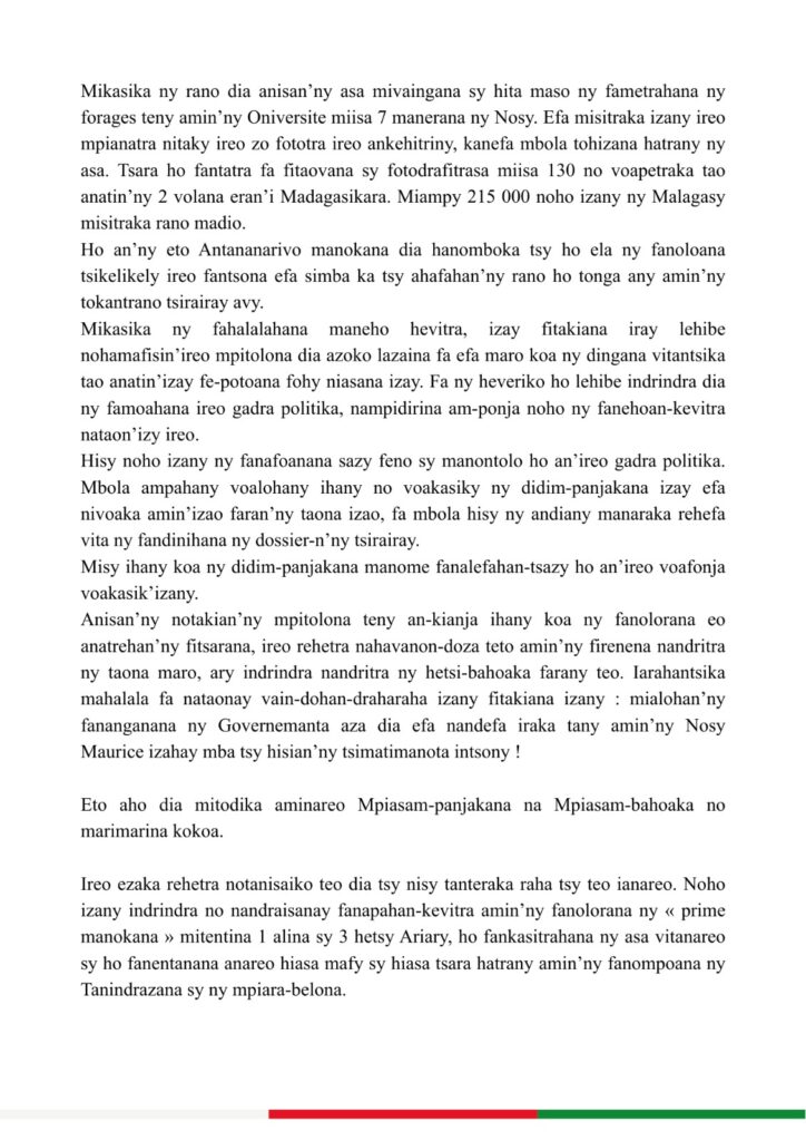 Michaël Randrianirina : Discours de fin d’année du Président du Fanavaozana Michaël Randrianirina Discours 4