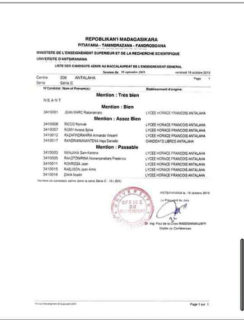 Résultat Bacc 2019 série C Antalaha