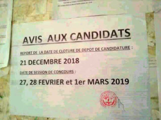 report de la date de clore de dépôt de candidature INFA 2019